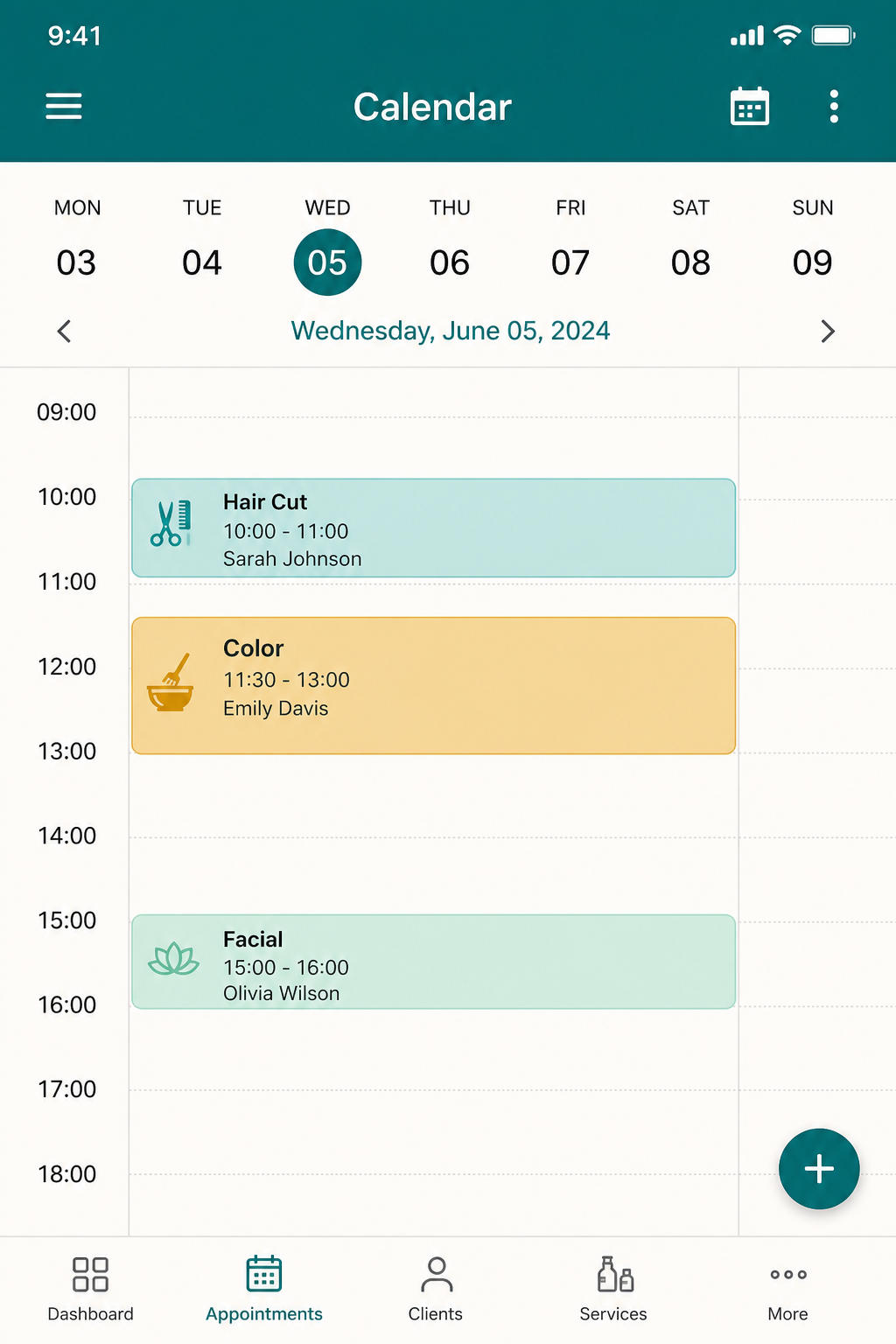 Calendar in the owner app