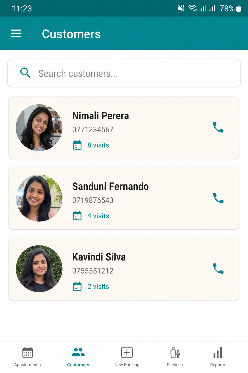 Customers in the owner app
