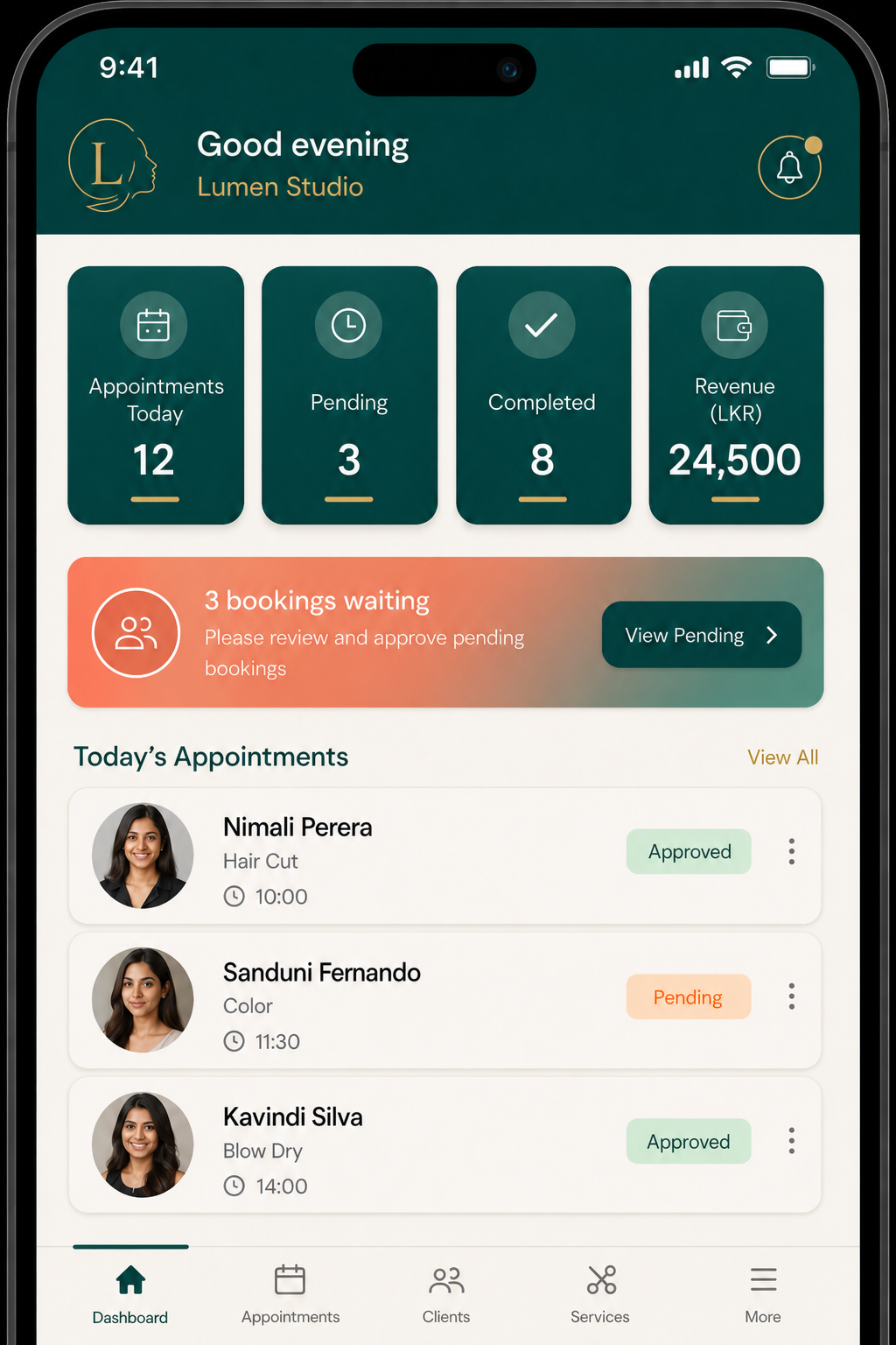 Live dashboard in the owner app