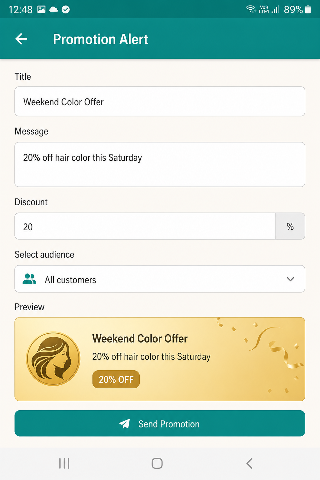 Promotion alerts in the owner app