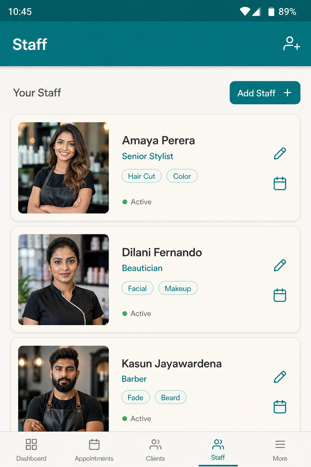 Staff in the owner app