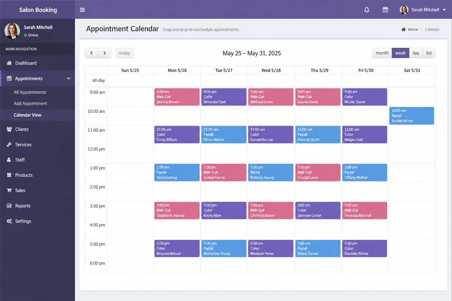 Calendar on the web portal